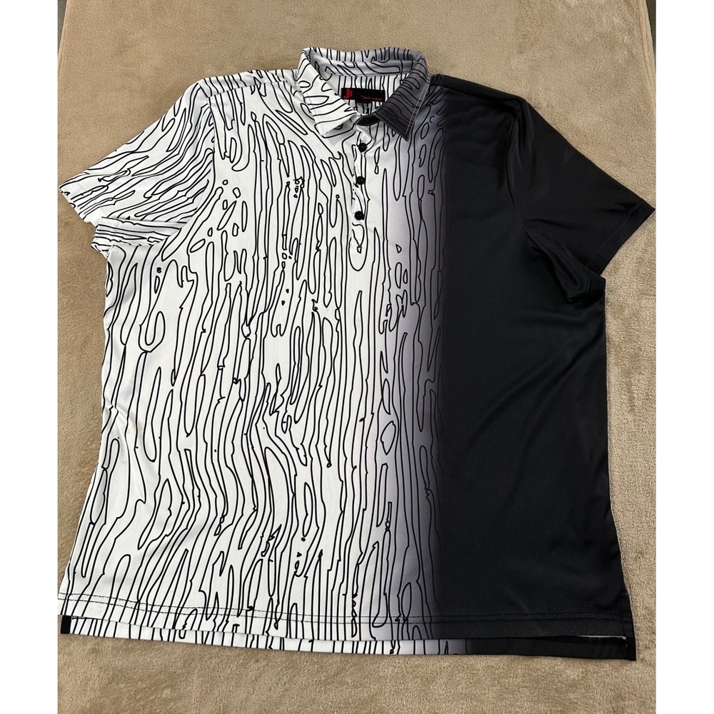 Jamie Sadock Performance Golf Polo Shirt Men 2XL White Black 100% polyester EUC